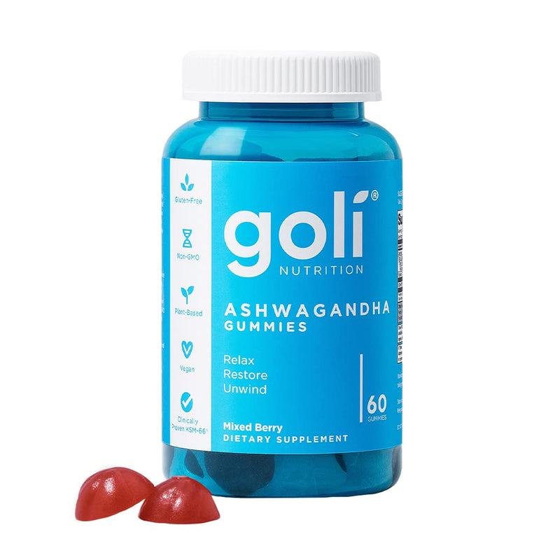 Goli® Ashwagandha & Vitamina D Gummy – 60 unidades – Relájate. (bayas mezcladas, KSM-66, veganas, a base de plantas, sin OMG, sin gluten y sin gelatina)