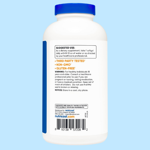 Nutricost, Aceite de pescado, 1000 mg, 240 cápsulas blandas