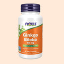 NOW Suplementos, Ginkgo Biloba 60 mg, proyecto verificado sin OMG, 50 cápsulas vegetales