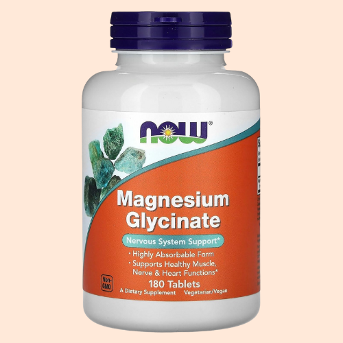 NOW Foods, Glicinato de magnesio, 180 comprimidos (100 mg por comprimido)