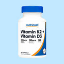 Nutricost Vitamina K2 (100 mcg) + Vitamina D3 (5000 UI) 120 cápsulas blandas, sin gluten y sin OGM