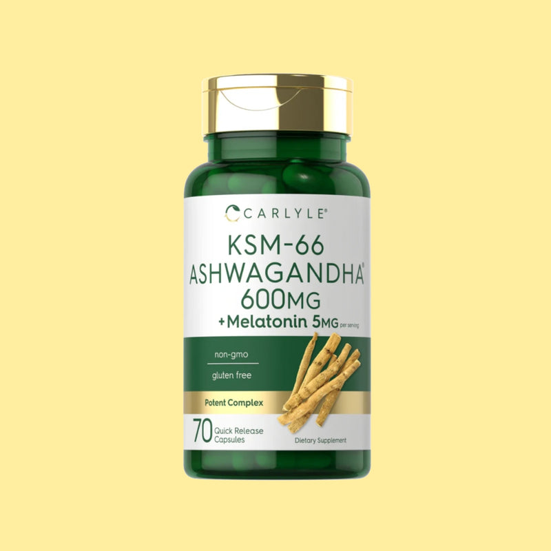 KSM-66 ASHWAGANDHA 600MG + Melatonina 5mg 70 CÁPSULAS- CARLYLE