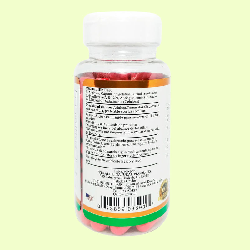 L-Arginina Xtralife: Energía, Resistencia y Salud en Cada Cápsula, 60 cápsulas