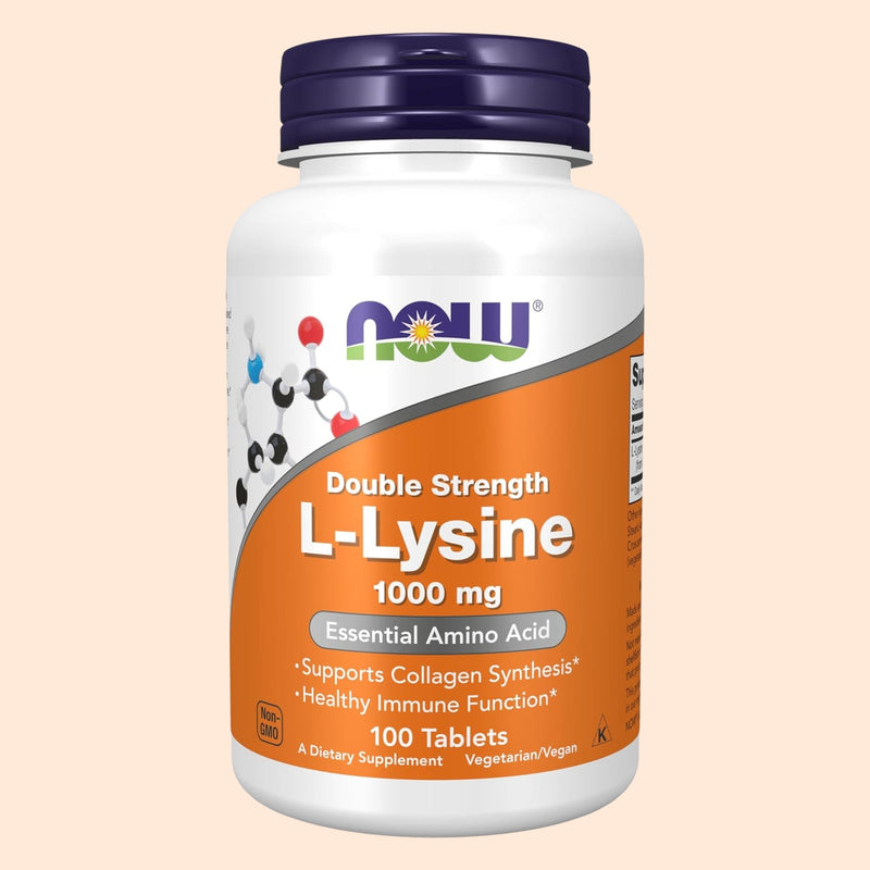 NOW Suplementos, L-lisina (L-lisina clorhidrato) 1,000 mg, doble resistencia, aminoácidos, 100 comprimidos