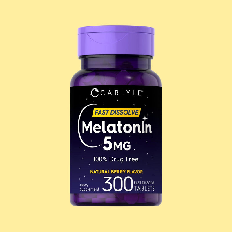 Carlyle Melatonina 5 mg de disolución rápida 300 tabletas | Sabor a bayas | Suplemento vegetariano, sin OMG