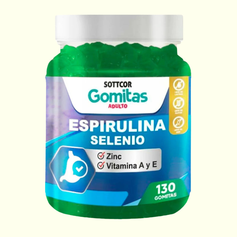 Gomitas con Espirulina, Selenio, Zinc, Vitamina A y E - 130 Gomitas | Sottcor