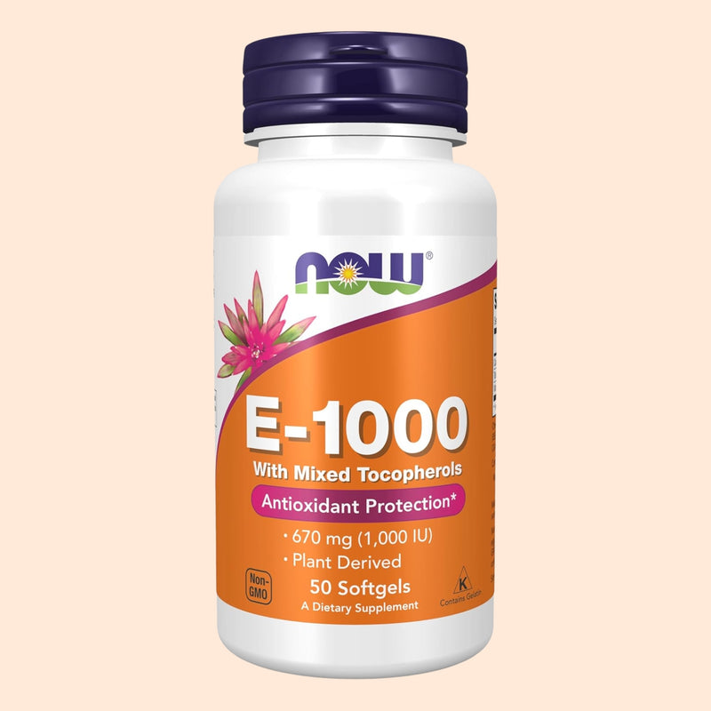 NOW Suplementos, Vitamina E-1,000 UI Tocoferoles Mixtos, Protección Antioxidante*, 50 Cápsulas Blandas