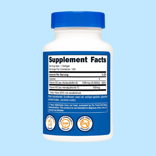 Nutricost, Vitamina K2 y vitamina D3, 120 cápsulas blandas
