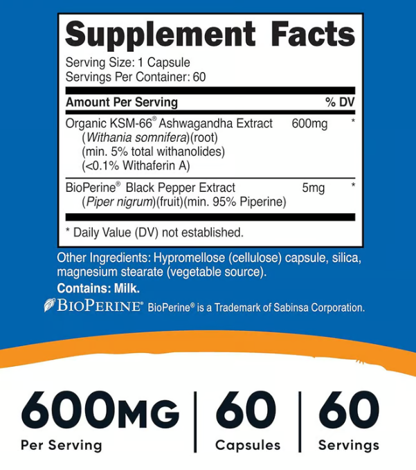 KSM66 Extracto de Raiz de Ashwagandha Ginseng indio
